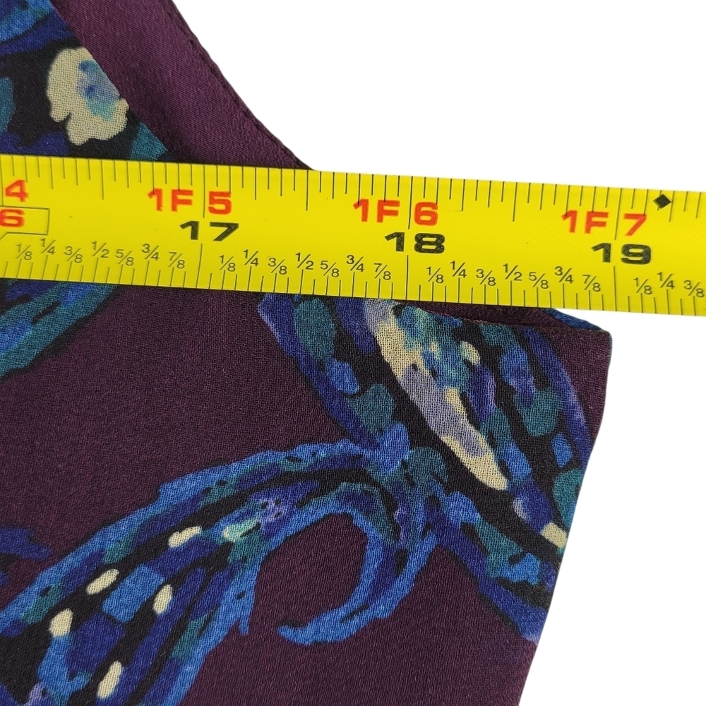 CAbi Treasure Midi Dress Size 8 Purple Blue Paisley Chiffon Sleeveless - Picture 10 of 11
